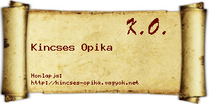 Kincses Opika névjegykártya